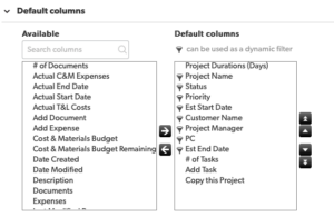 Quickbase Default column settings